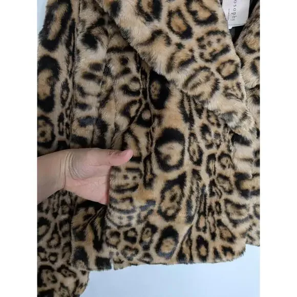 Philosophy Republic Clothing Jacket Womens Medium Brown Leopard Faux Fur - Picture 3 of 7